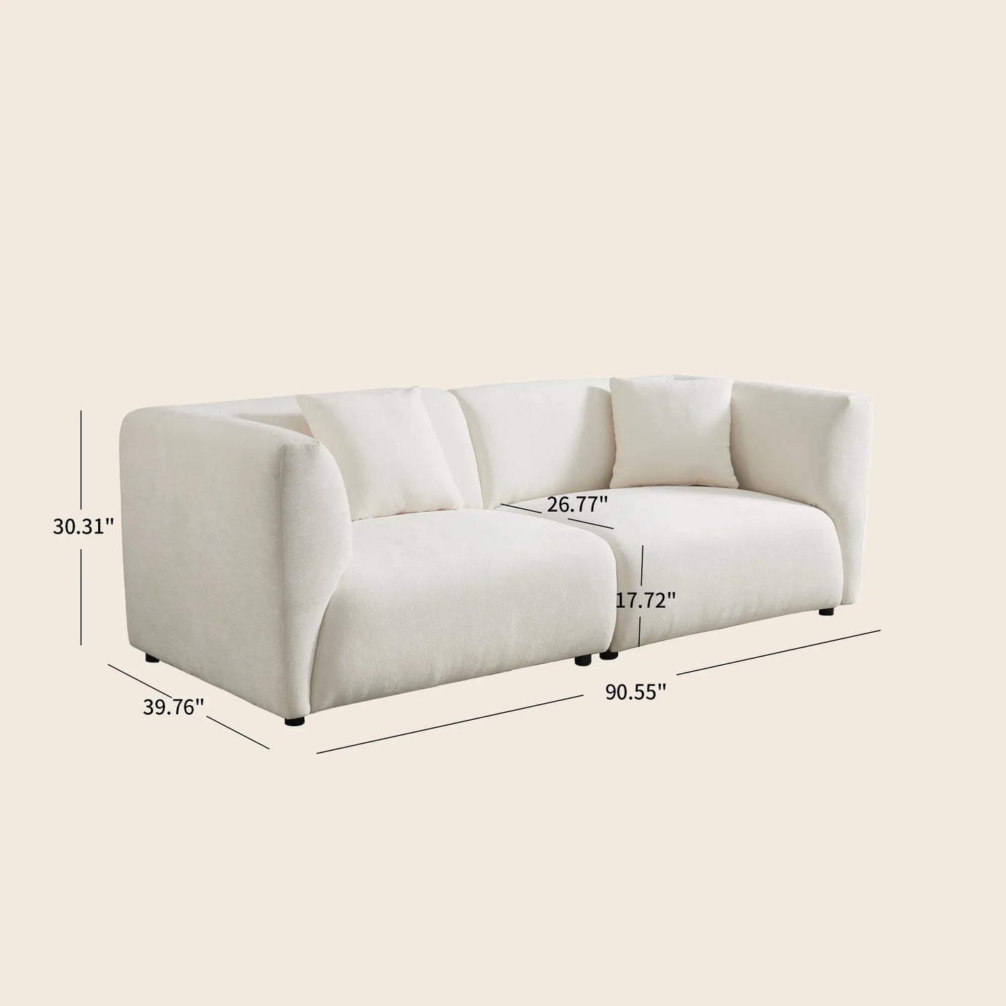 Chenille Sectional Sofa (91")
