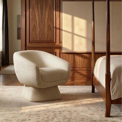 Boucle Barrel Swivel Chair