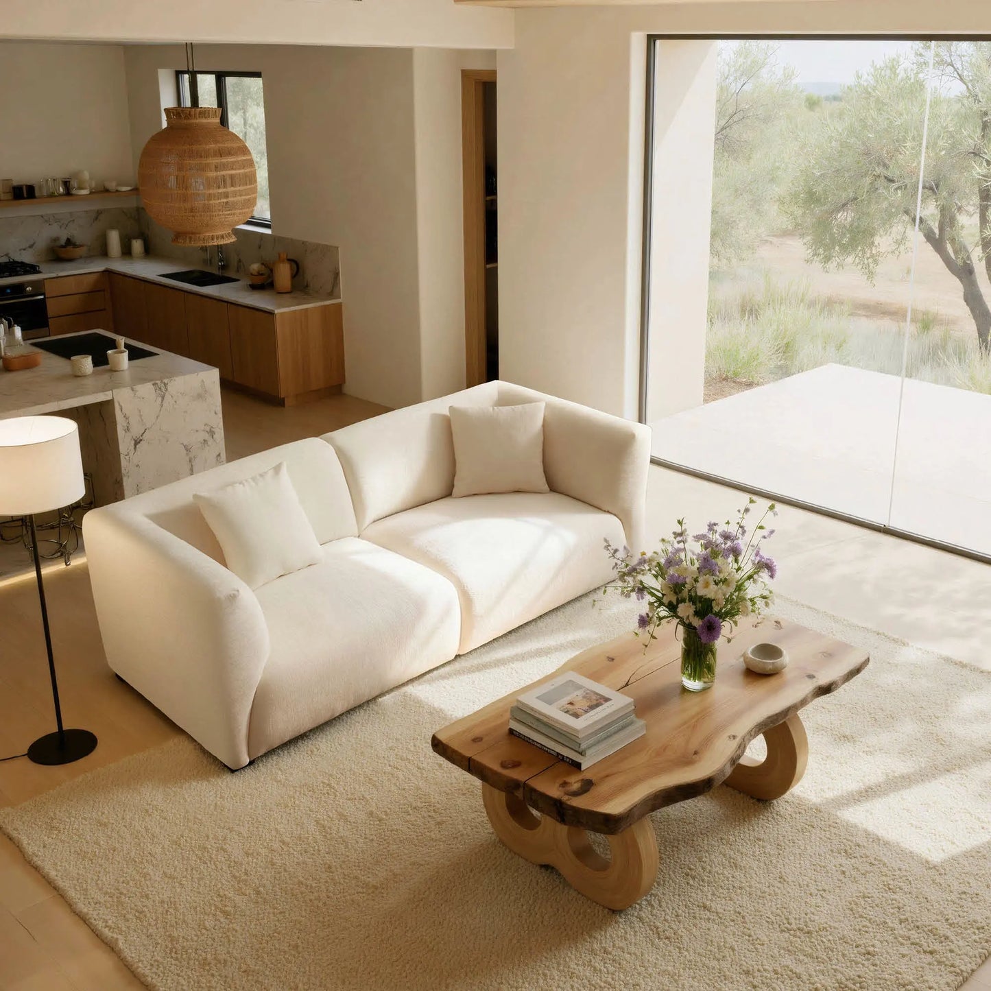 Chenille Sectional Sofa (91")