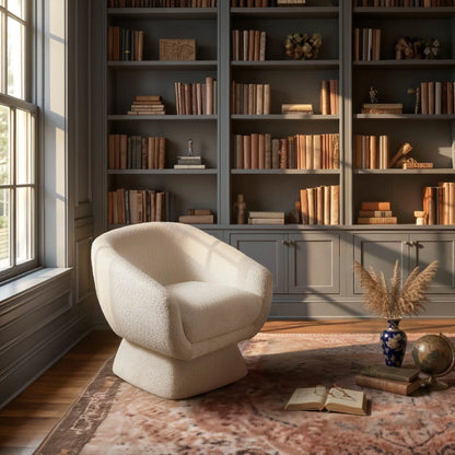 Boucle Barrel Swivel Chair